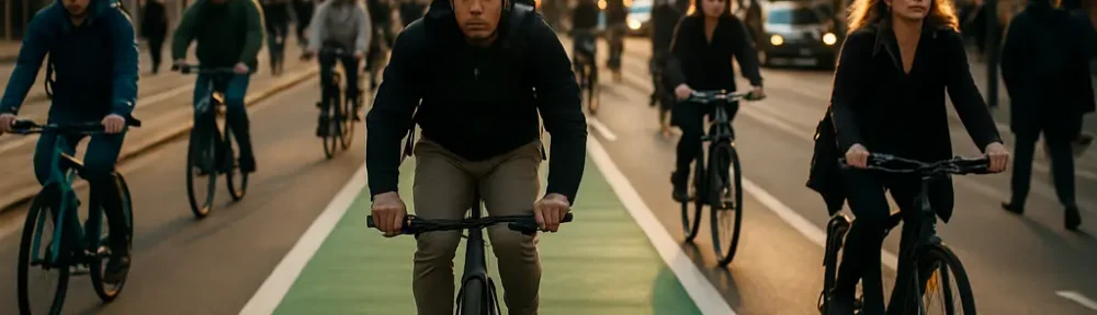 Bike Lane Pilots corridor with cyclists riding beside protected curb space