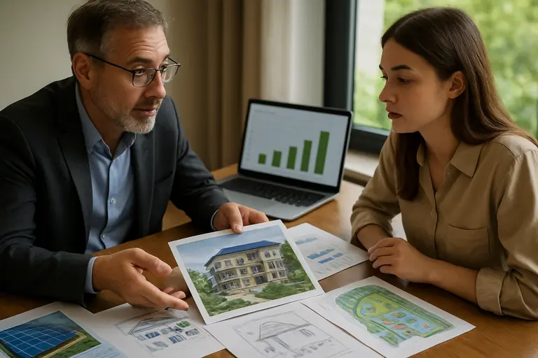 Job seeker comparing training notes with building performance documents