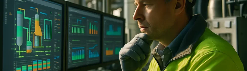 Waste-to-Energy Technologies facility beside waste collection trucks and power infrastructure