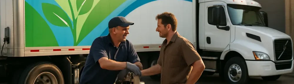Renewable Natural Gas fueling station serving a heavy-duty truck