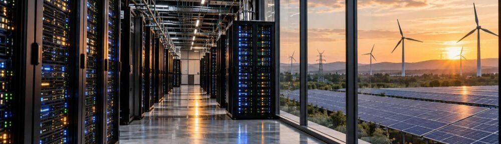 Data Center Meets Renewable Energy at_Sunset