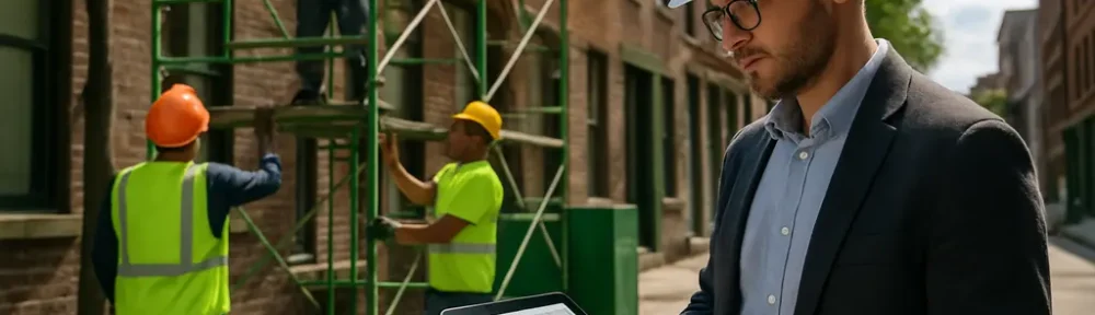 Decarbonization Blueprint planning documents beside a low-carbon building model