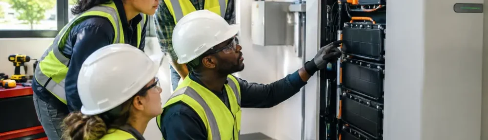 Indoor battery storage rooms inside an affordable housing building in Buffalo