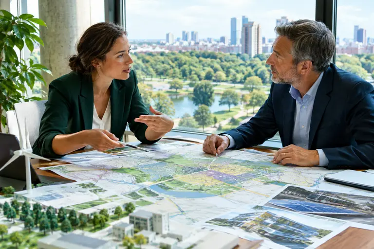 Urban corridor with housing near jobs and transit routes